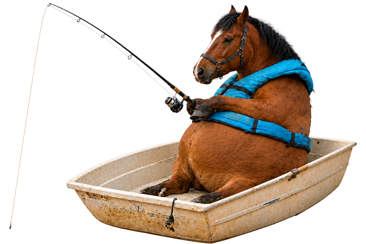 Dune Horse in a boat, fishing in the desert